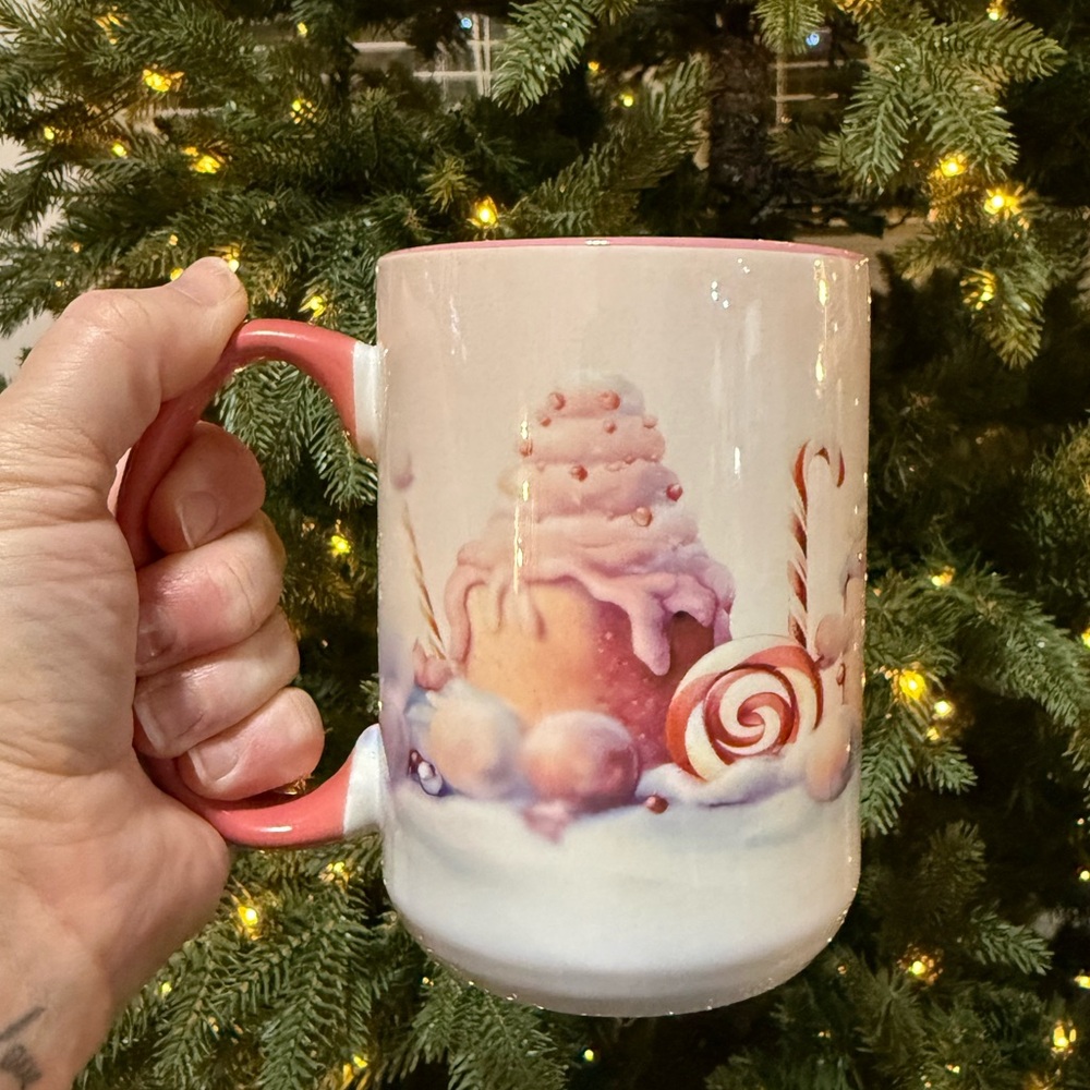 Pink Christmas Candies 15 oz mug